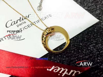 Perfect Replica 2019 Cartier Black Spots Gold Panther Necklace - Gold Chain